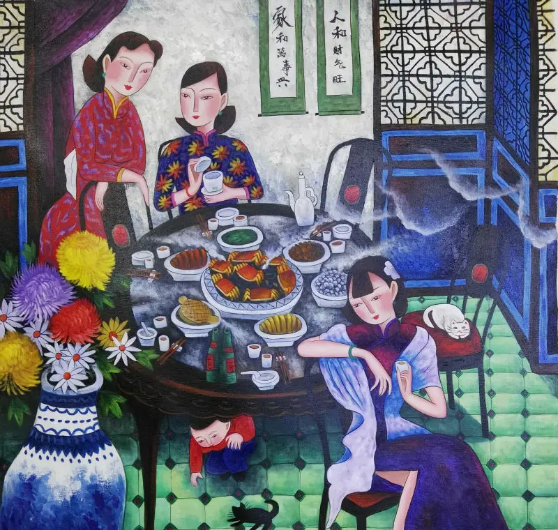 Hand Painted High Quality Canvas Painting Chinese Style Figure Oil