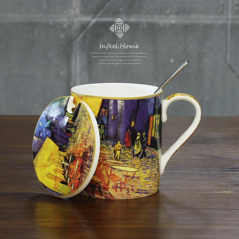 Vladimir Gusev Ван Гог чайная ложка Золотая кружка позолоченная кружка кофейная кружка молочная чашка позолоченная фарфоровая чашка позолоченная керамическая кружка