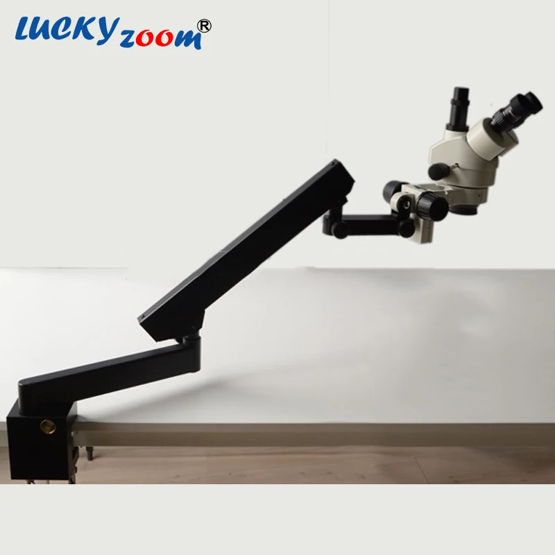 Lucky Zoom Brand 7X-45X STEREO ZOOM MICROSCOPE +ARTICULATING STAND+144LED Illumination Ring Light Microscope Accessories