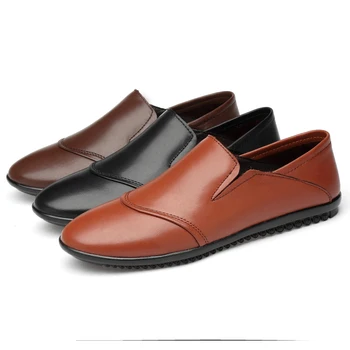 

20 Unisex Style Adult Brand Fashion Shoes High Top Quality Full Genuine Leather Men Loafers Soft Flats Summer Walking Lazy Shoes