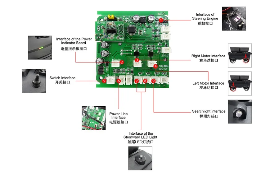 

Flytec 5 Generation RC Boat 2011-5 Intelligent Bait Original Ship Accessories 2011-5.010 Hull Circuit Board