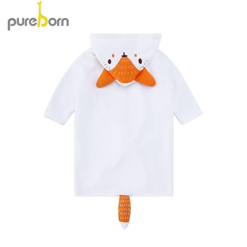 Pureborn детский банный халат Милая Зверюшка лиса с капюшоном Полотенца для