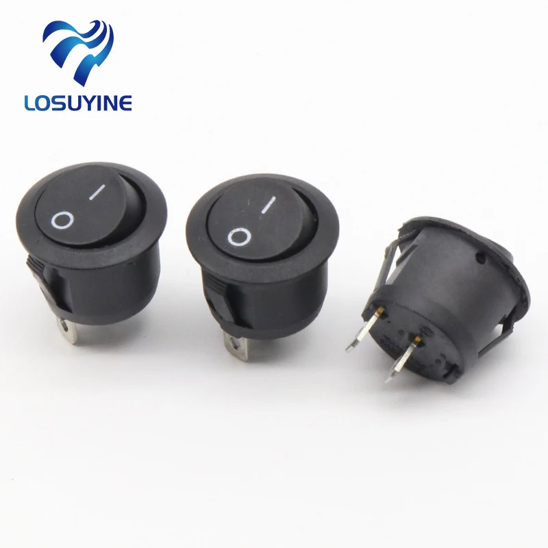 

10Pcs AC 6A 10A 250V On Off Snap in SPST Round Boat Rocker Switch Black