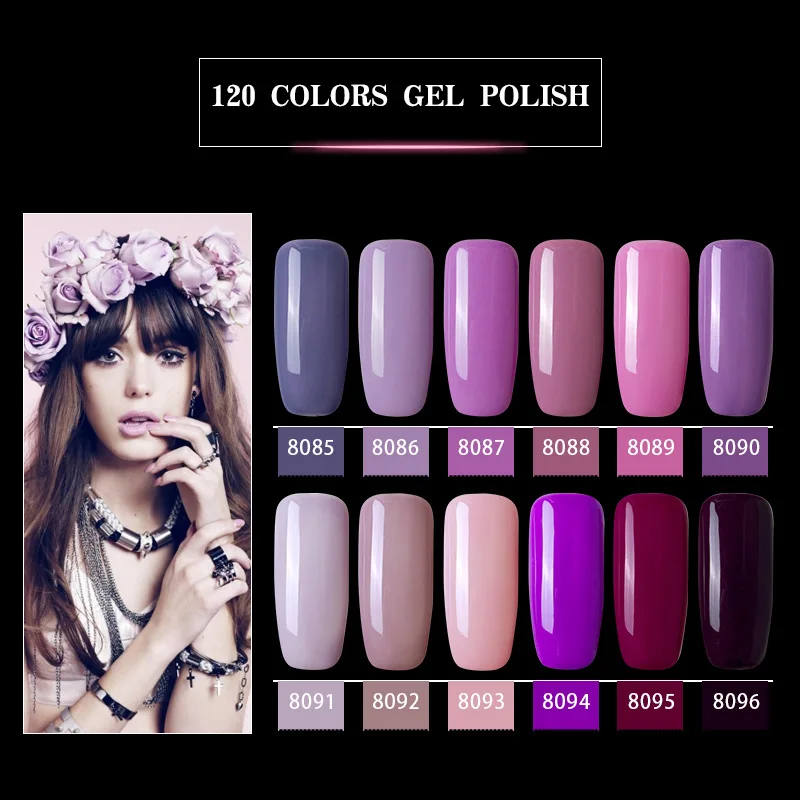 Modelones 12Pcs/Lot Fashion Purple Color Series UV Gel Nail Polish Set Led Lamp Nail Gel Lacquer Kits Soak Off UV Nail Enamel
