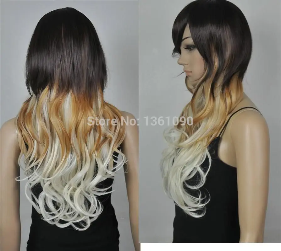 Xd j0010827 Harajuku Multi-Color длинные вьющиеся косплей парики сетка колпачок |