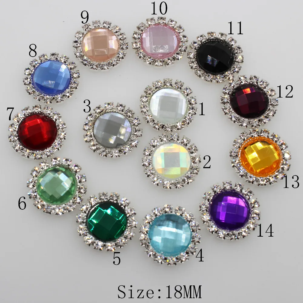 

New 10Pc 18MM Diamante Button round Flatback Glass rhinestone button Craft Making Accessories Wedding Invitation Card Decoration