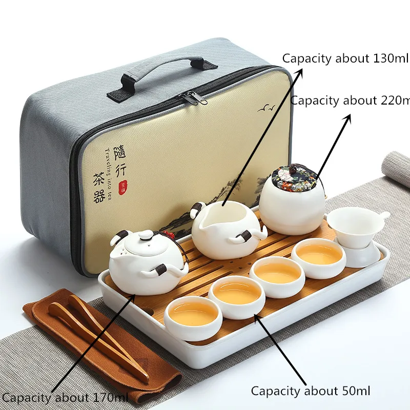 9PCS/lot travel ceramic tea set Simple household tea set accessories Tea cup capacity about 50ml WSHYUFEI - Цвет: A