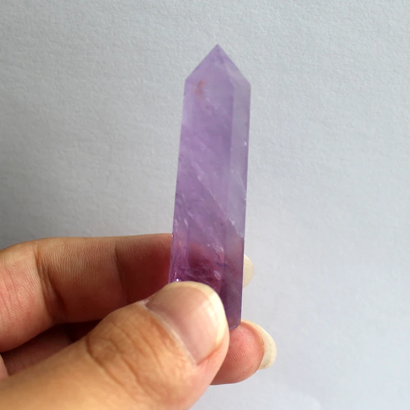 Runyangshi Beautiful Natural crystal column Amethyst raw stone grinding high quality crystal handicraft six prism ZH39