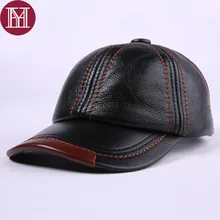 Мужские бейсболки из воловьей кожи, мужские шапки из натуральной коровьей кожи, весенние, Осенние, Зимние Повседневные Головные уборы из натуральной воловьей кожи, брендовые регулируемые