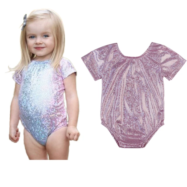 Little Girls One piece Shinning Swimsuit Pink Baby Girl Beachwear