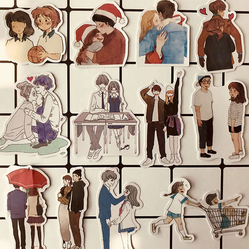 123PCS happy lover couple life stickers DIY scrapbooking happy planner journal crafts album decoration stickers package