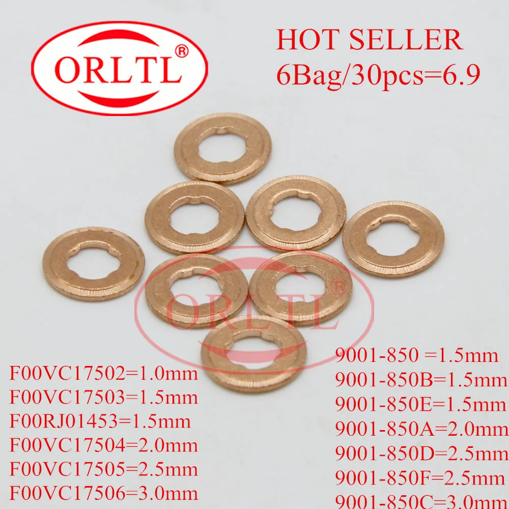 30pcs=6bag Orltl Injector Copper Washer 9001850 9001850b 9001850e
