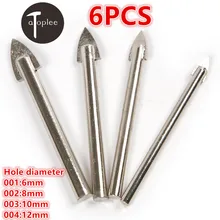 6PCS 6/8/10/12mm Hole Diameter Ceramic Triangular Drill Carbide Open Hole Metal Drill Power Tools Ceramic Tile Drilling Bit
