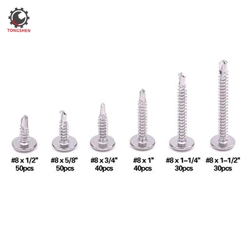 50pcs #8 Truss Head Phillips Self-Tapping Screws Stainless Steel Sheet Fasteners 
