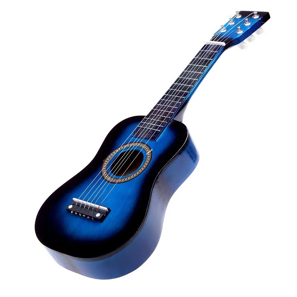 

ABWE Best Sale 23" Guitar Mini Guitar Basswood Kid's Musical Toy Acoustic Stringed Instrument with Plectrum 1st String Blue