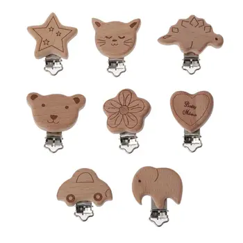 

Pacifier Clip 8 Style Lovely Wooden Pacifier Chain Natural Beech Wood Baby Pacifier Clips DIY Dummy Clips Accessory