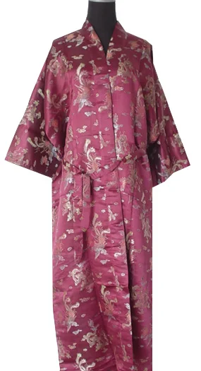 Женские халаты, китайское кимоно, Атласный халат с драконом Фениксом, банный халат с поясом, одежда для сна, халаты S M L XL XXL XXXL-WR0028