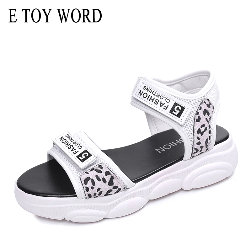 

E TOY WORD Sandals female 2019 summer casual women shoes Fashion wild Summer muffin Leopard platform sandals Beach Shoes women