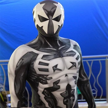 

spiderman black and white jumpsuit cosplay costume Spider-Man 2099 Miguel O'Hara jumpsuit cosplay