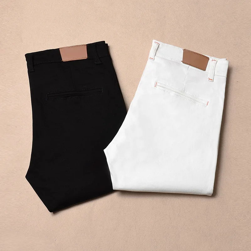 LEDINGSEN 2018 Spring New Design White Denim Shorts Bermuda Elastic Skinny Black Jeans Shorts Cotton Fashion Summer Shorts 38