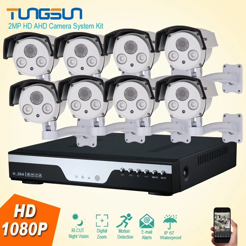

Best Night Vision HD 8CH 1080P AHD Security Camera 2MP CCTV System Kit 8 Channel Array IR Outdoor Video Surveillance System