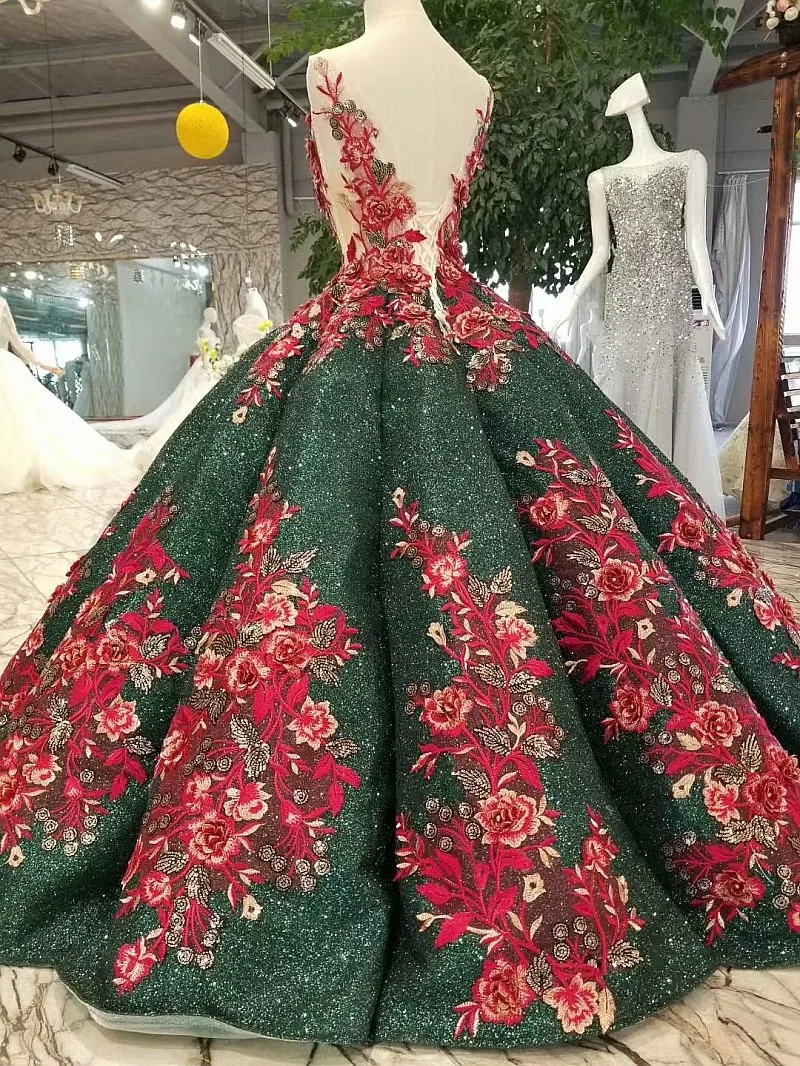 Новинка 2019 зеленые свадебные платья с блестками без рукавов кружевной