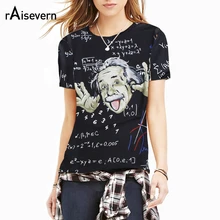 Raisvern/ летняя 3D футболка с забавным дизайном, с принтом Эйнштейна, короткий рукав, Повседневная футболка, топы, футболки с круглым вырезом