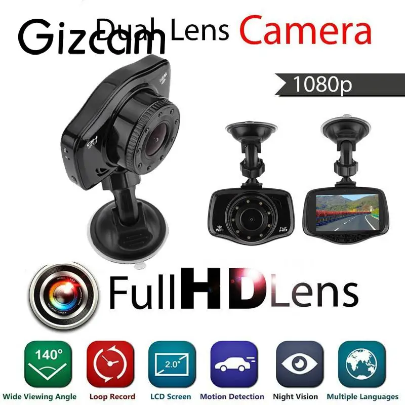 

Gizcam 3.0 inch LCD 140 Degrees HD Night Vision Dual Lens Dash Cam Video Recorder Auto Car Reverse Camera New Consumer Camcorder