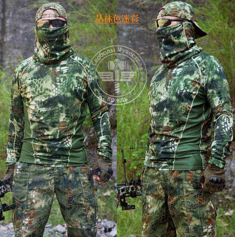 

Tactical Python camouflage Long Sleeve T shirt Quick Dry Kryptek Camo Highlander for Hunting Hingking