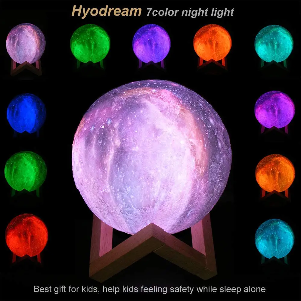 

Drop Shipping 3D Print Moon Lamp Colorful Change Touch USB LED Night Light Galaxy Lamp for Home Decor Creative Gift