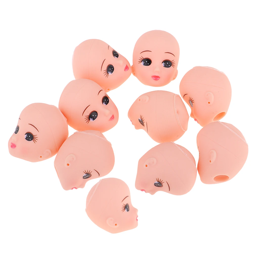 

10 pcs Cute Sleeping Baby Doll Head Sculp Mold Vinyl Baby Doll Head W. Long Eyelashes For Licca Doll DIY Keychains Replacement