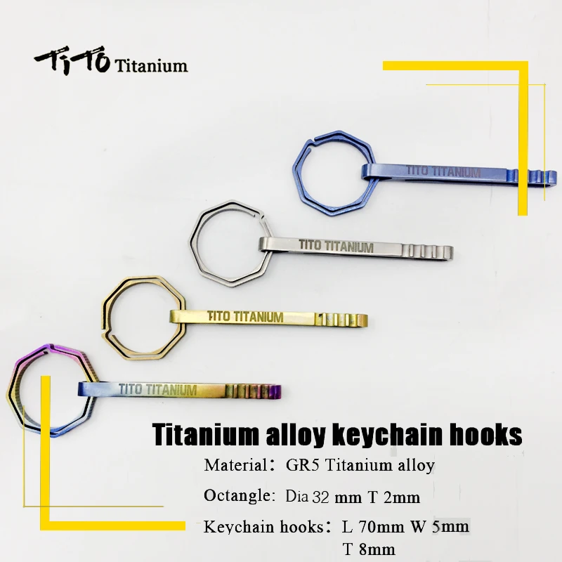 Image TiTo Titanium alloy Carabiner key clip Keychain hooks key ring hanging buckle Hiking Backpack key ring one set