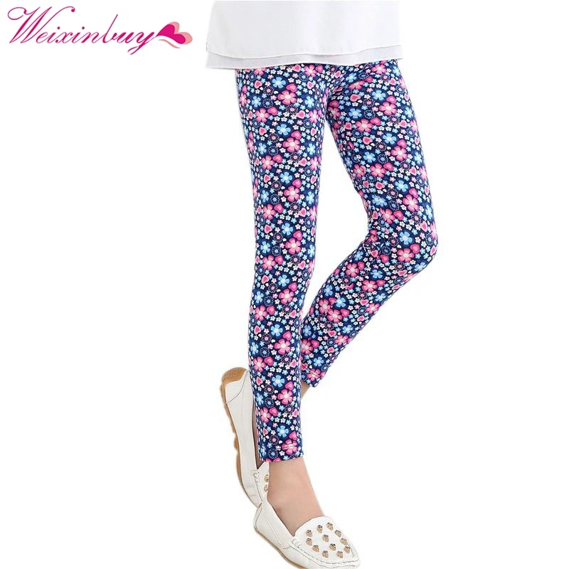 

High Quality Baby Girls Spring Summer Skinny Print Pattern Silk Polyester Leggings Pants New Hot Sell Kids Princess Pencil Pants