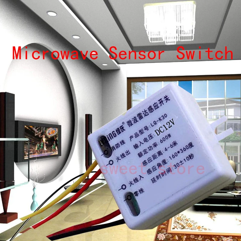 

Hot Ray Sensor DC12V 180 degree Microwave Sensor Light Switch Induction Microwave Radar Body Motion Sensor switch AC220v