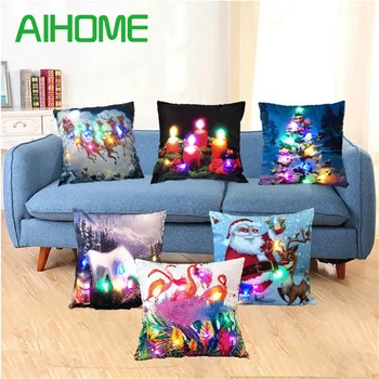 

New LED Flashing Pillow Case Merry Christmas Beautiful Pillow Case Party Home Bar Christmas Gifts Creative Pillow