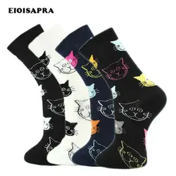 [EIOISAPRA] милые хлопковые носки с рисунком лица для мужчин милые животные 4 стиля милые Hombre забавные носки модные унисекс Sokken