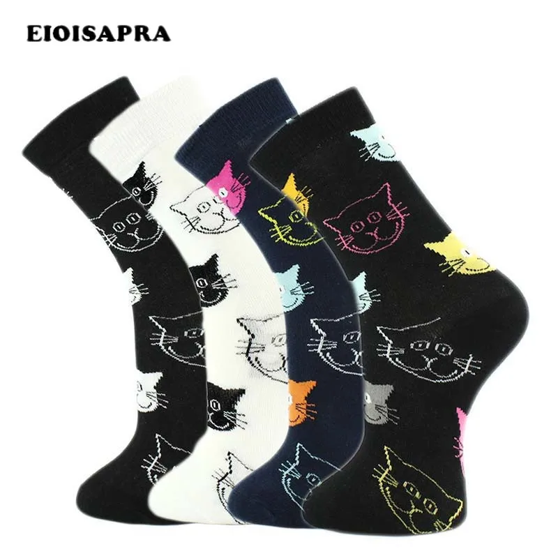 

[EIOISAPRA]Cute Cartoon Face Pattern Cotton Socks Men Cute Animals 4 Style Sweet Hombre Funny Sock Fashion Unisex Sokken
