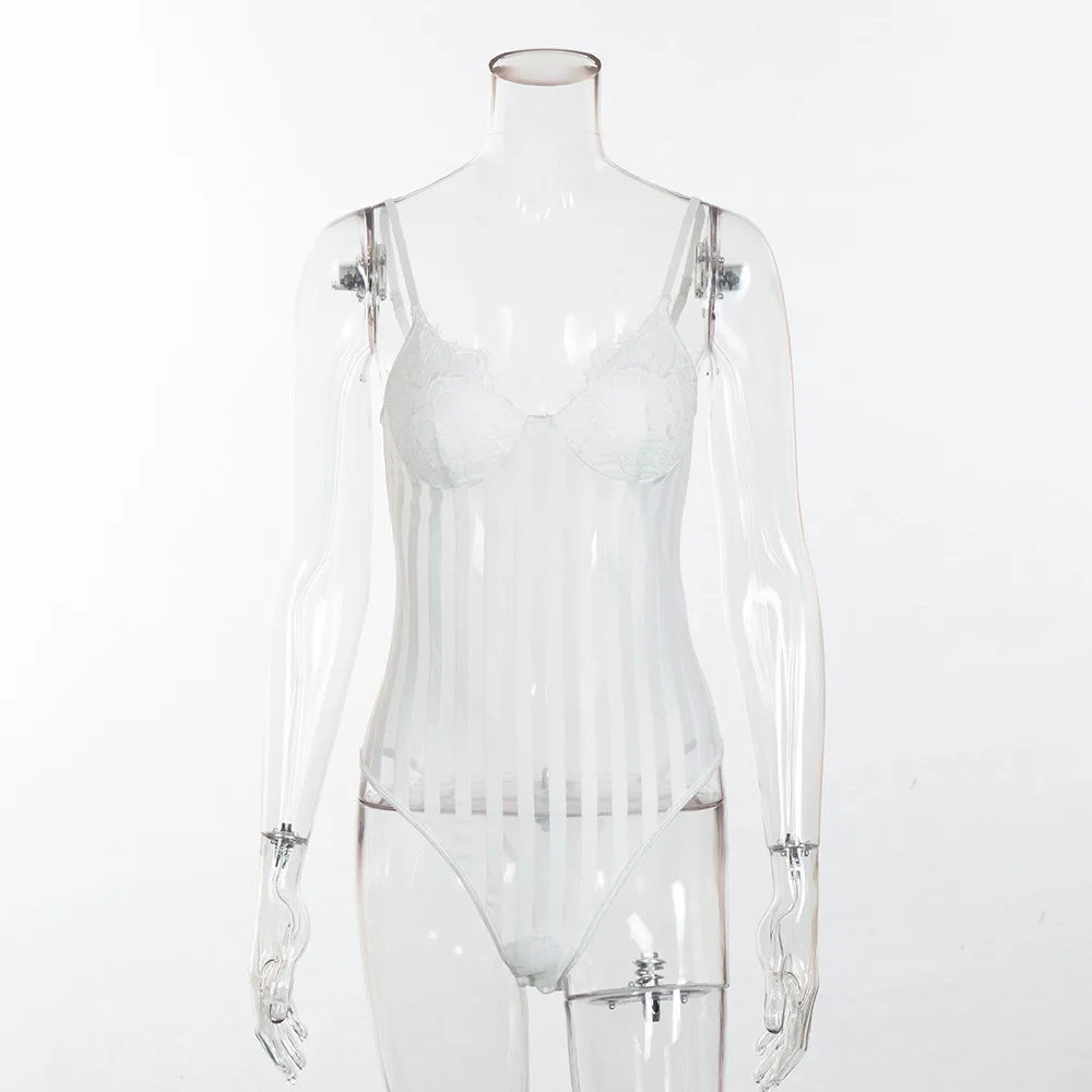 Cryptographic Sexy spaghetti strap mesh lace bodysuit women stripe patchwork jumpsuit transparent 2018 new catsuit body feminino Cryptographic Sexy spaghetti strap mesh lace bodysuit women stripe patchwork jumpsuit transparent 2018 new catsuit body feminino