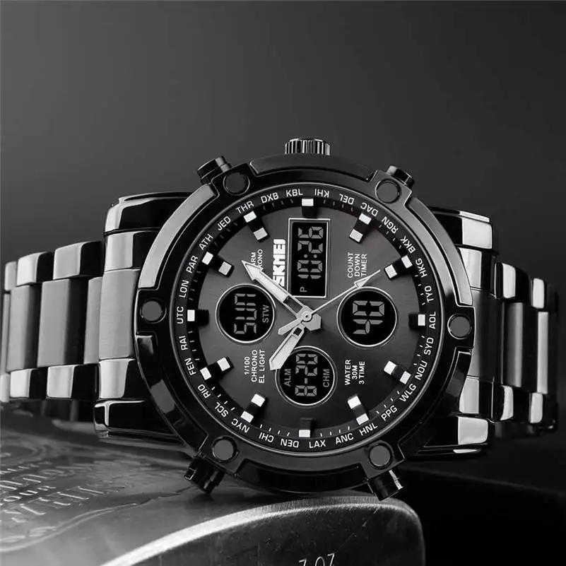 Relogio Masculino популярные модные мужские часы многофункциональные часы с будильником и календарем водонепроницаемые спортивные светодиодный электронные часы 661D5