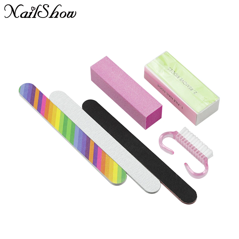 

NAILShow 6pcs/Set Nail Files Brush Durable Buffing Grit Sand Fing Nail Art Tool Accessories Sanding File UV Gel Polish Tools