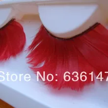 Минимальный заказ$5) красные перья шерсть накладные ресницы