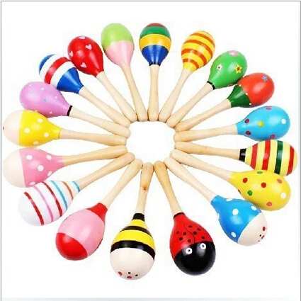 1 шт., красочная детская деревянная погремушка с шариками, игрушка, песочный молоток, погремушка, учебный музыкальный инструмент для детей