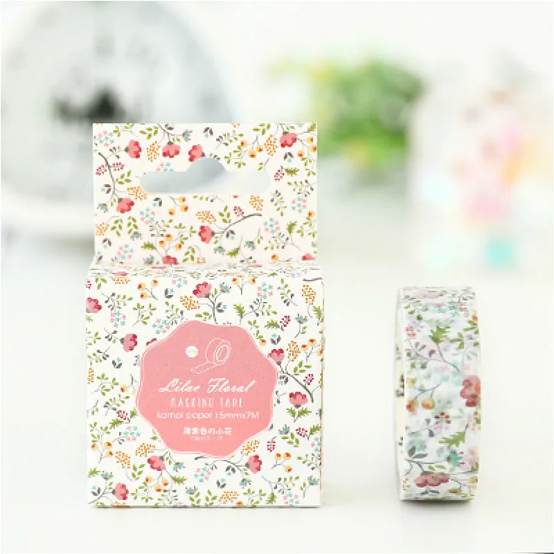

1pcs Small Flower Pattern Hand Account Decorative Water Color Washi Tape Office Adhesive Tape 1.5CM*7M Stationery Stickers