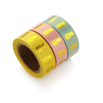 

10 Meters Long Bling Fruit Pineapple Gold Stamp Paper Washi Tape Scrapbooking DIY Diary Album Notebook Caft Stationery