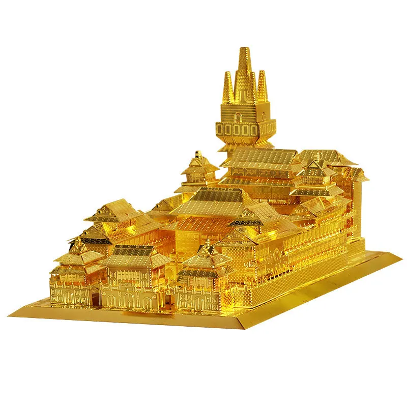 MU 3D металлическая головоломка Jin An Temple Строительная модель DIY лазерная резка Модель-пазл для взрослых детей развивающие игрушки настольные украшения