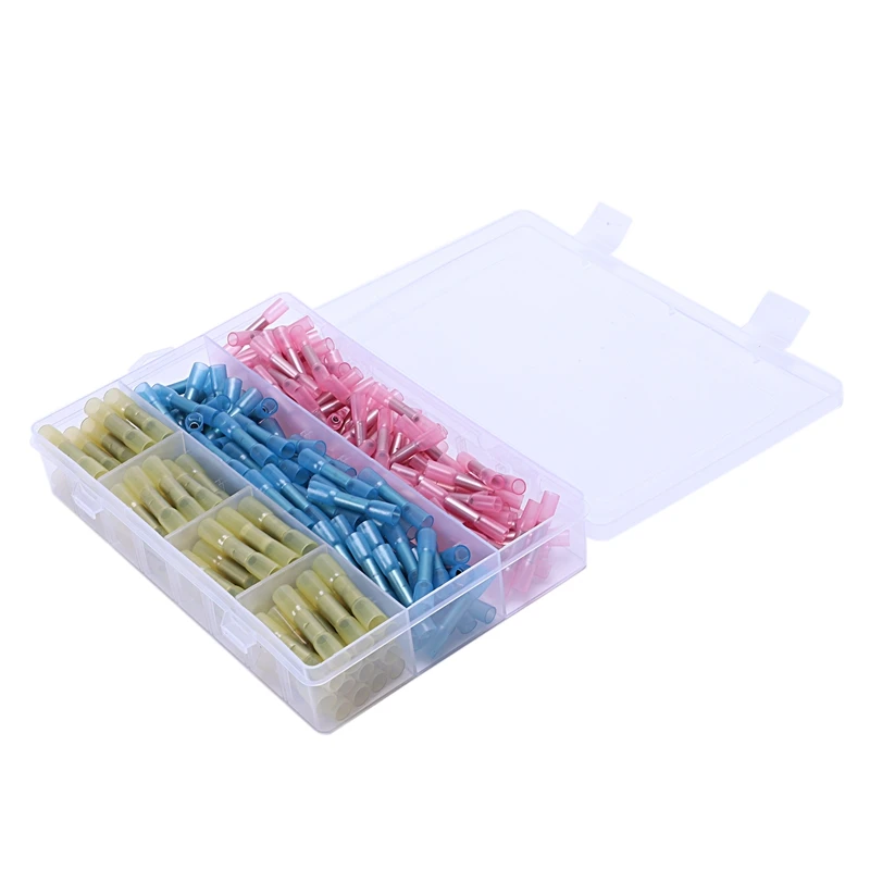 

220Pcs 3 Sizes Waterproof Heat Shrink Butt Connectors Electrical Wire Splice Cable Crimp Terminals Connectors Awg 22-10