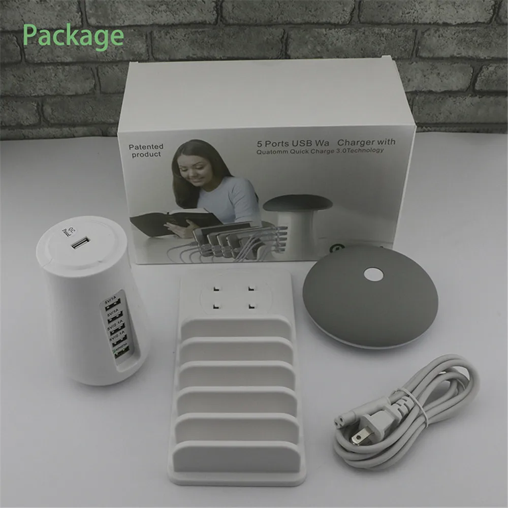  LED Night Light 5 Port USB Rapid Desktop Charging Smart USB Wall Charger Hub Travel Charger For Rea
