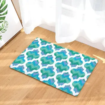 

CAMMITEVER Blue Geometric Waves Mat in the Hallway Kitchen Bath Non-slip Entrance Doormat Dust Removal Carpet Fashion Footpad