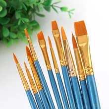 Ydnzc 10 шт./компл. акварель гуашь Краски кисти разных Форма круглым заостренным кончиком набор нейлоновых волосяных Краски ing кисти комплект, принадлежности для живописи