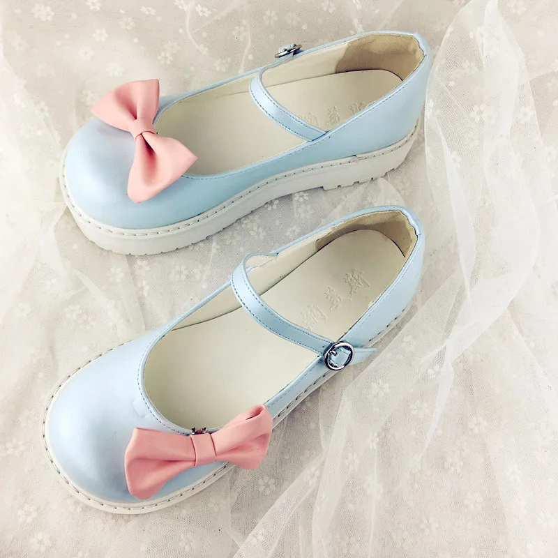 Винтаж; прелестная обувь в стиле «Лолита», с круглым носком на массивной платформе в виде милого героя Аниме обувь для кукол принцессы для девочек удобные бантом обувь Kawaii Cos 2